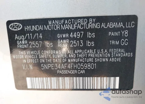 2015 Hyundai Sonata Sport from USA, damaged, VIN 5NPE34AF4FH059801